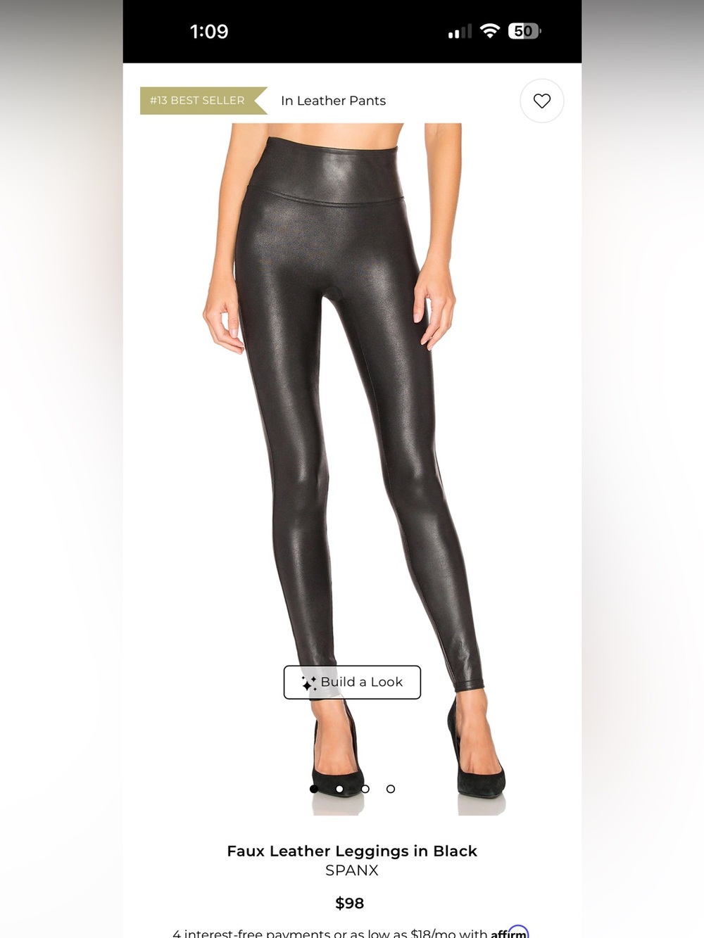 SPANX Faux Leather-Look High-Waist Leggings — Black